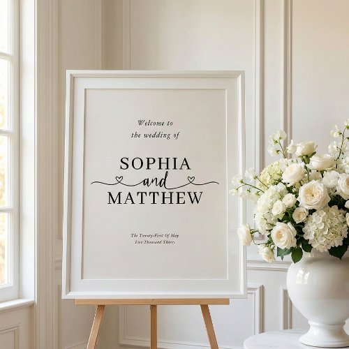 Heart Script Minimalist Wedding Welcome Sign