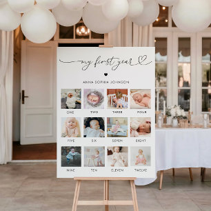 Heart Script My First Year Photo 1st Milestone Foam Board