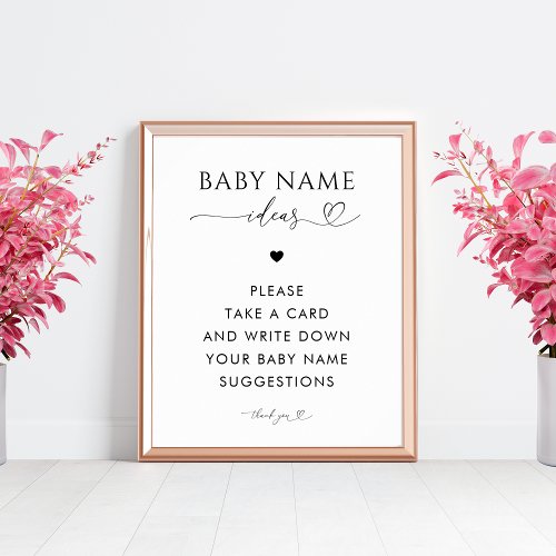 Heart Script Name Suggestions Baby Shower Sign