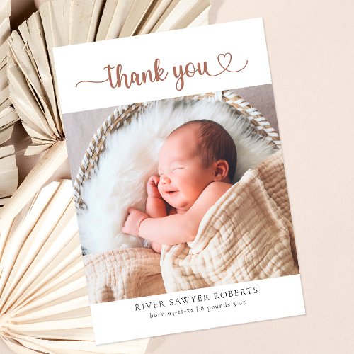 Heart Script Photo Baby Shower Thank You Card