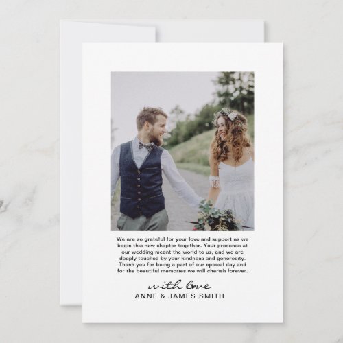 Heart Script Photo Collage Wedding Thank You Card
