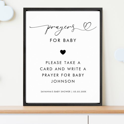 Heart Script Prayers for Baby Baby Shower Sign