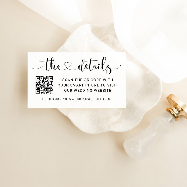Heart Script QR Code Wedding Details Enclosure Card (Creator Uploaded)