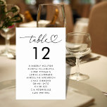 Heart Script Seating Chart Names Minimal Wedding Table Number<br><div class="desc">Decorate your wedding tables with this modern,  stylish card,  featuring heart script and custom text of your choice. Easily add your own details by clicking on the "personalize" option.</div>