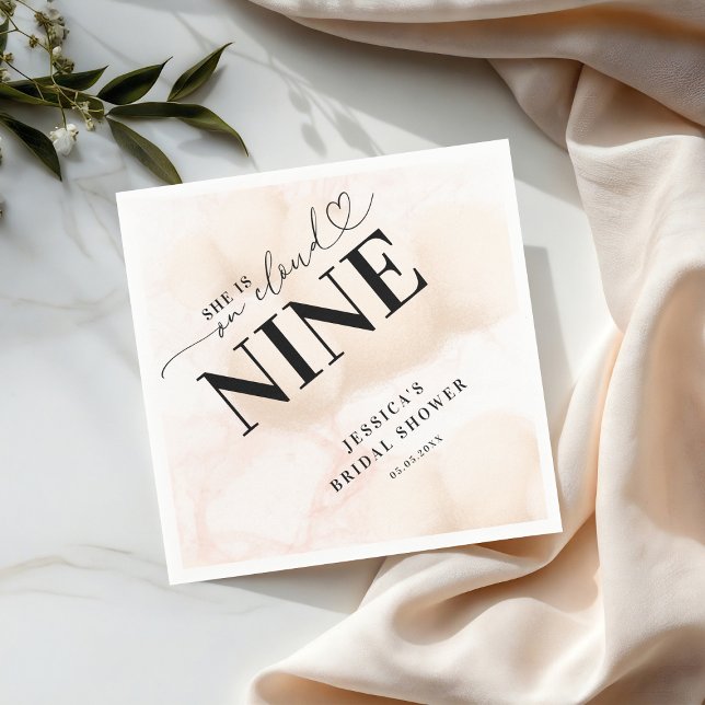Heart Script She is on Cloud Nine Bridal Shower Napkins (Creator Uploaded)