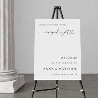 Heart Script Swipe Right Wedding Welcome Sign  