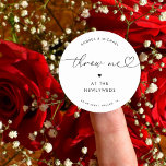 Heart Script Throw Me Wedding Petal Toss Editable Classic Round Sticker<br><div class="desc">Encourage your guests to throw some petals on the newlyweds with these elegant stickers,  featuring heart script and editable text. Easily customize it by clicking on the "personalize" option.</div>