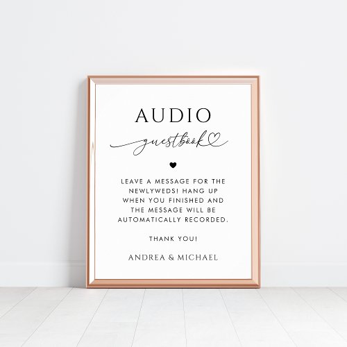 Heart Script Typography Audio Guestbook Wedding