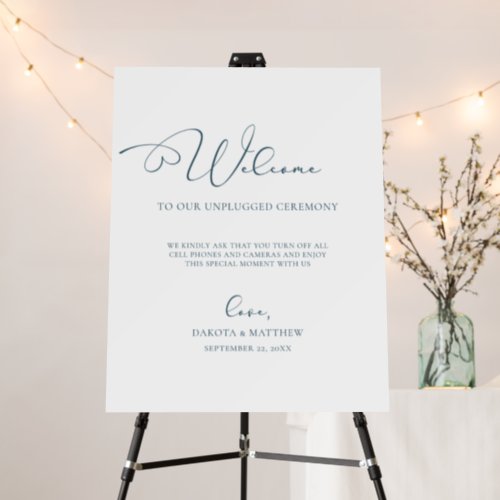 Heart Script Unplugged Wedding Welcome Sign