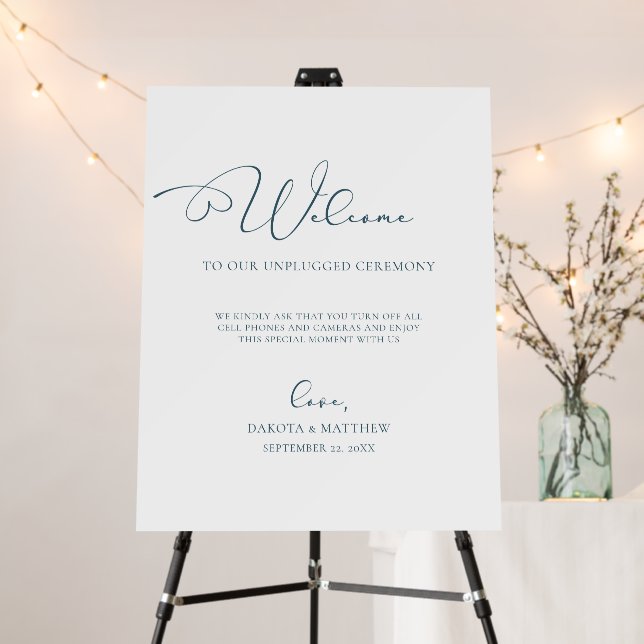 Heart Script Unplugged Wedding Welcome Sign (In Situ (Stand))