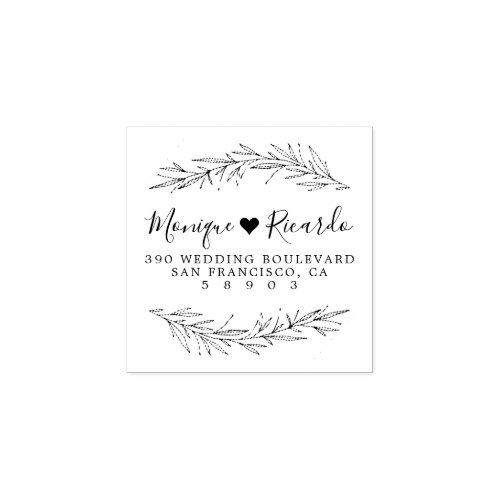 Heart  Script Wedding Couple Return Address Rubber Stamp