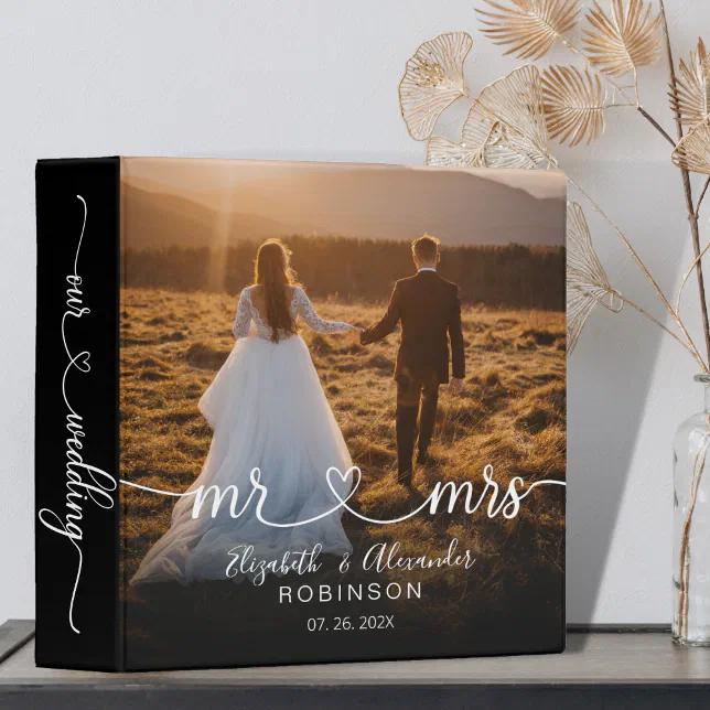 Heart Script Wedding Memories Photo Album Binder
