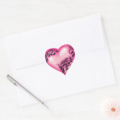 Heart Scroll Light Hot Pink w Black Heart Sticker (Envelope)