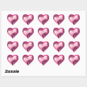 Heart Scroll Light Hot Pink w Black Heart Sticker (Sheet)