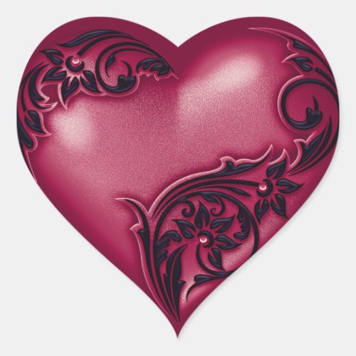 Heart Scroll Sangria w Black Heart Sticker