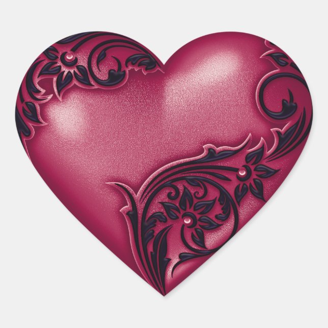 Heart Scroll Sangria w Black Sticker (Front)