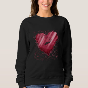 Heart Scuba Diving Diver Ocean Valentines Day Moth Sweatshirt