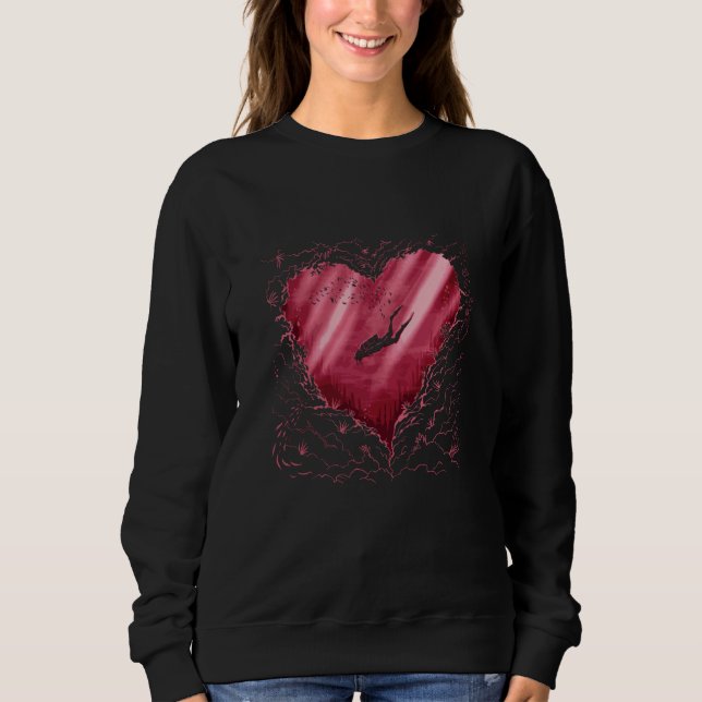 Heart Scuba Diving Diver Ocean Valentines Day Moth Sweatshirt (Front)