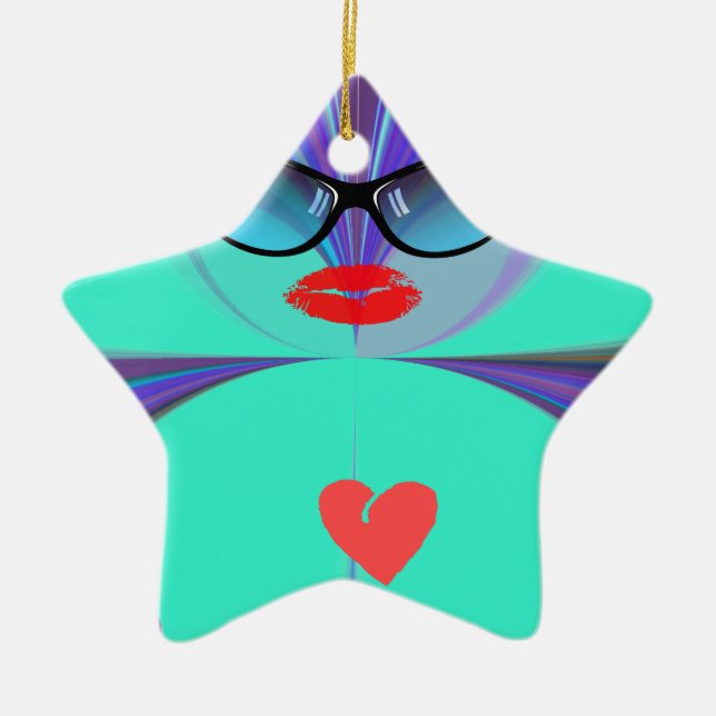 Heart Selfie Ceramic Ornament (Front)