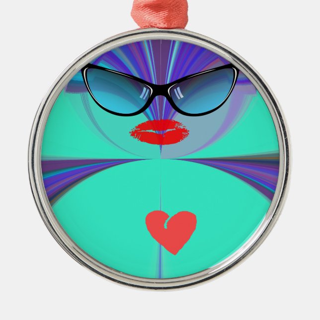 Heart Selfie Metal Ornament (Front)