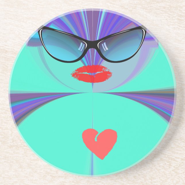 Heart Selfie Sandstone Coaster (Front)