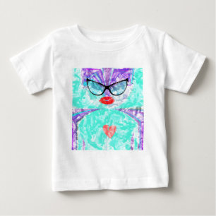 Heart Selfie Whimsical Portrait Teal Background T- Baby T-Shirt