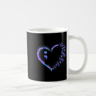 Heart Semicolon Dragonfly Suicide Prevention Month Coffee Mug