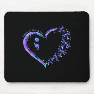 Heart Semicolon Dragonfly Suicide Prevention Month Mouse Pad