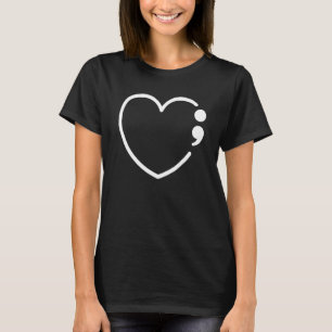 Heart Semicolon Green Ribbon Mental Health Awarene T-Shirt