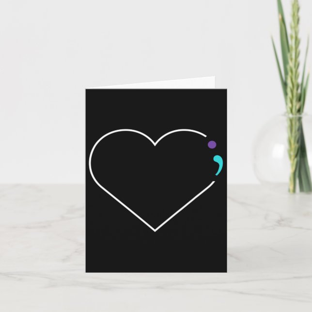Heart Semicolon Mental Health Awareness  Card (Front)