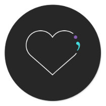 Heart Semicolon Mental Health Awareness  Classic Round Sticker