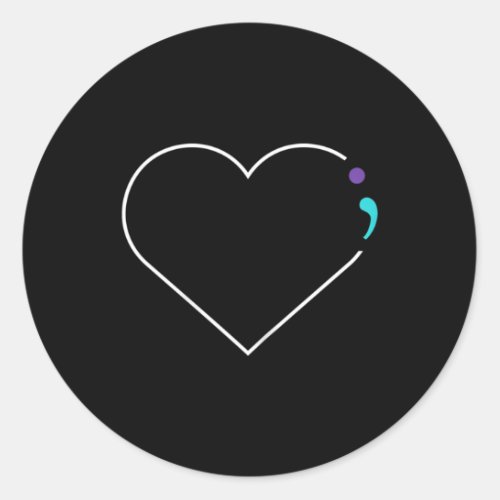 Heart Semicolon Mental Health Awareness  Classic Round Sticker