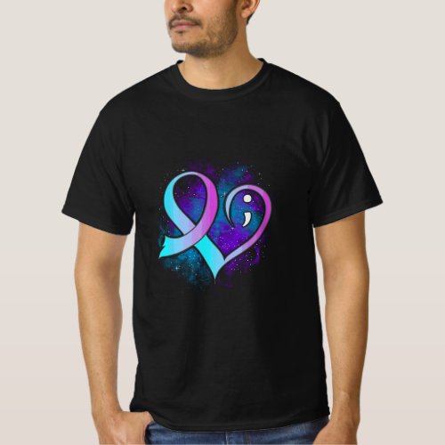 Heart Semicolon Suicide Prevention Mental Health A T_Shirt
