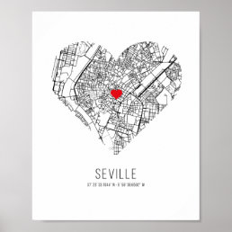 Heart Seville City Map (Spain) Poster