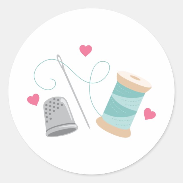 Heart Sewing supplies Classic Round Sticker (Front)