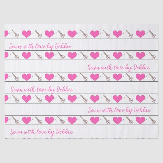 Heart Sewing Themed Custom Large Tissue Paper (Front)