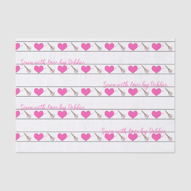 Heart Sewing Themed Custom Small Tissue Paper (Front)