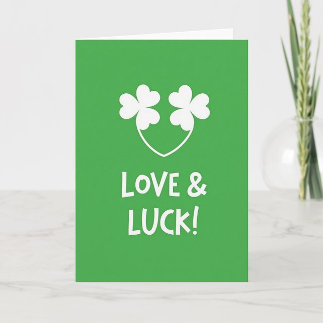 Heart Shamrock Love Luck Card (Front)