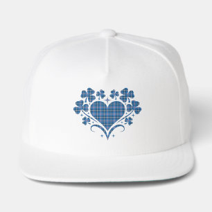 Heart Shamrock Plaid Blue Classic Clover Snap Back Hat