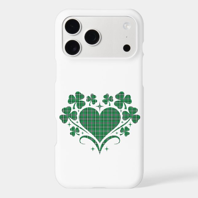 Heart Shamrock Plaid Green Clover iPhone Case (Back)