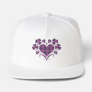 Heart Shamrock Plaid Purple Teal Tartan Clover Snap Back Hat