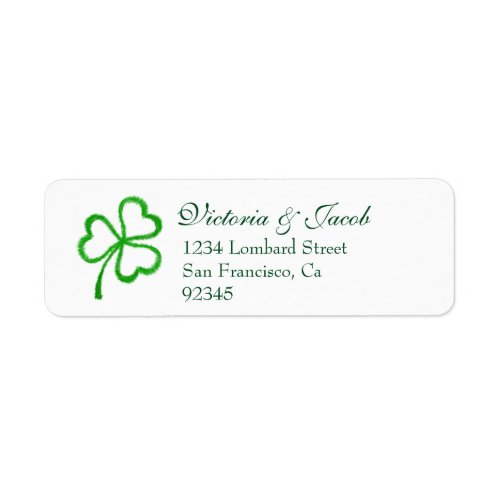 Heart Shamrock  St Patricks Day Wedding Label