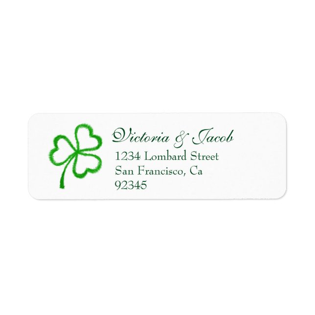 Heart Shamrock | St. Patrick's Day Wedding Label (Front)