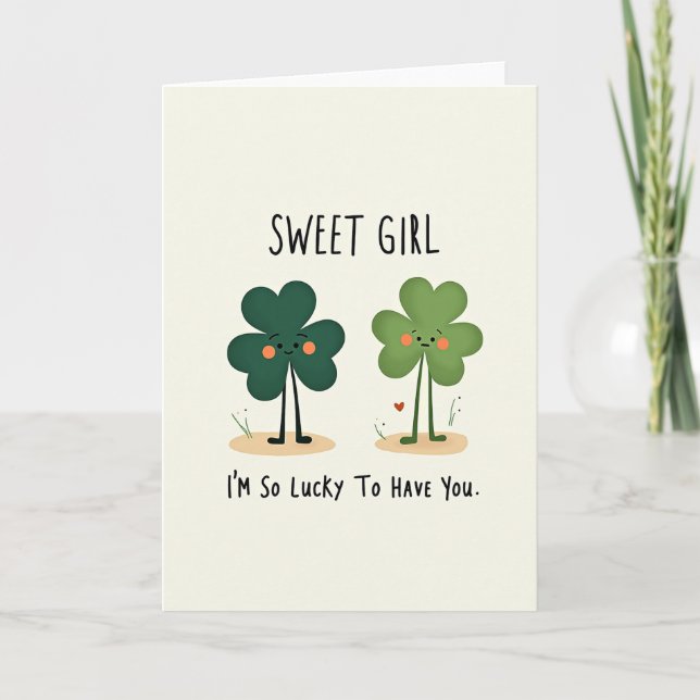 Heart Shamrock Sweet Girl Card (Front)