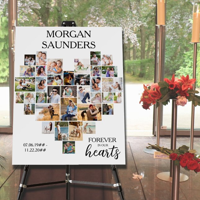 Heart Shape 36 Photo Collage Memorial Funeral Foam Board (Creator Uploaded)
