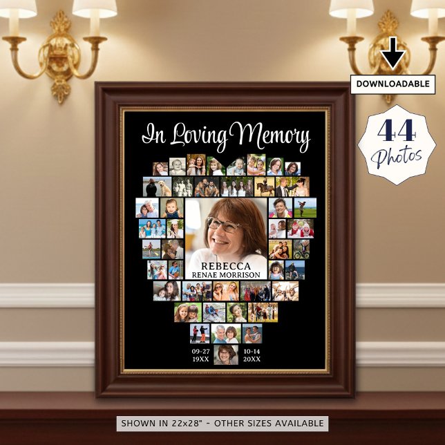 Heart Shape 44 Photos Funeral Memorial Poster (Creator Uploaded)