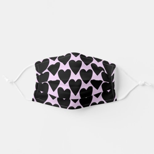Heart Shape Abstract Hand Drawn Boho Style Pattern Adult Cloth Face Mask