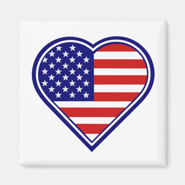 Heart Shape American Flag Magnet 2 (Front)