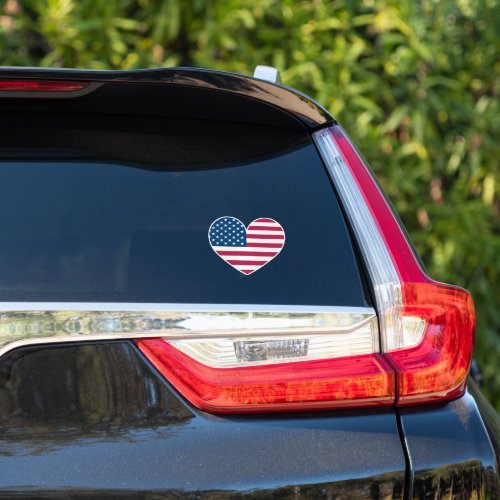 Heart shape American flag of USA vinyl car sticker