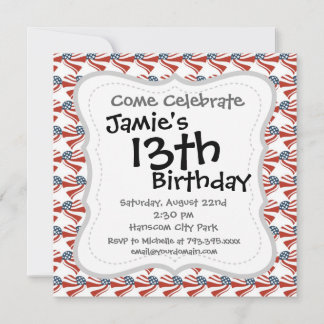 Heart Shape and the American Flag Pattern Invitation